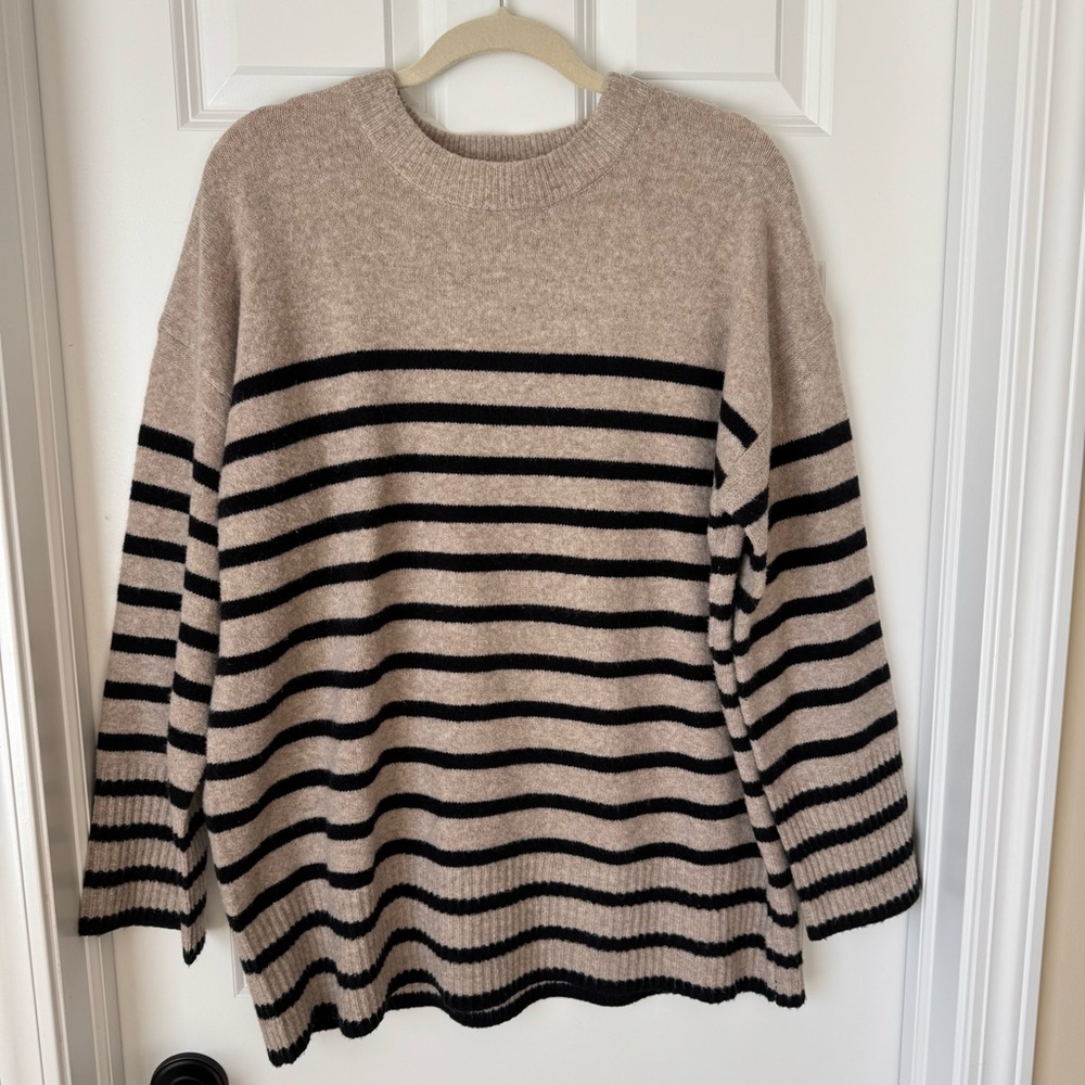 A New Day - Crew Neck Striped‎ Sweater - XL - Brown and Black